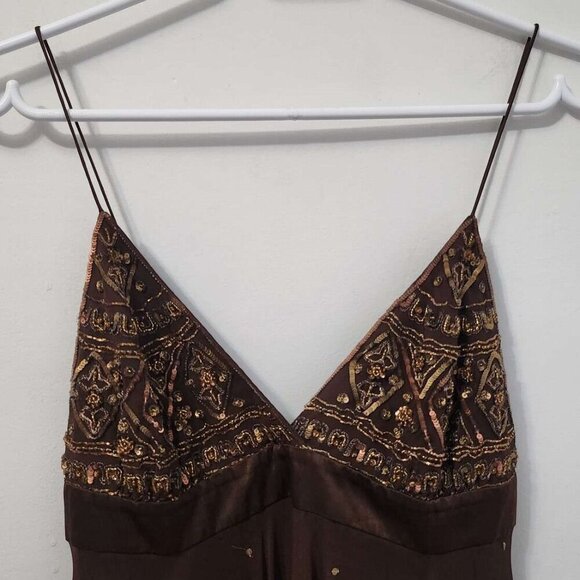 Matthew Williamson Brown Butterfly High Low Asymmetric Silk Designer Dress Small - Picture 5 of 8